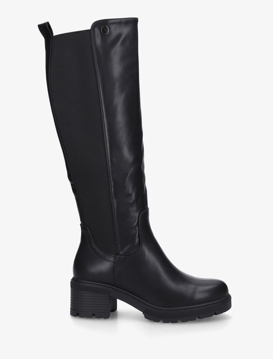Bottes élastiquées à talon - Noir - 1