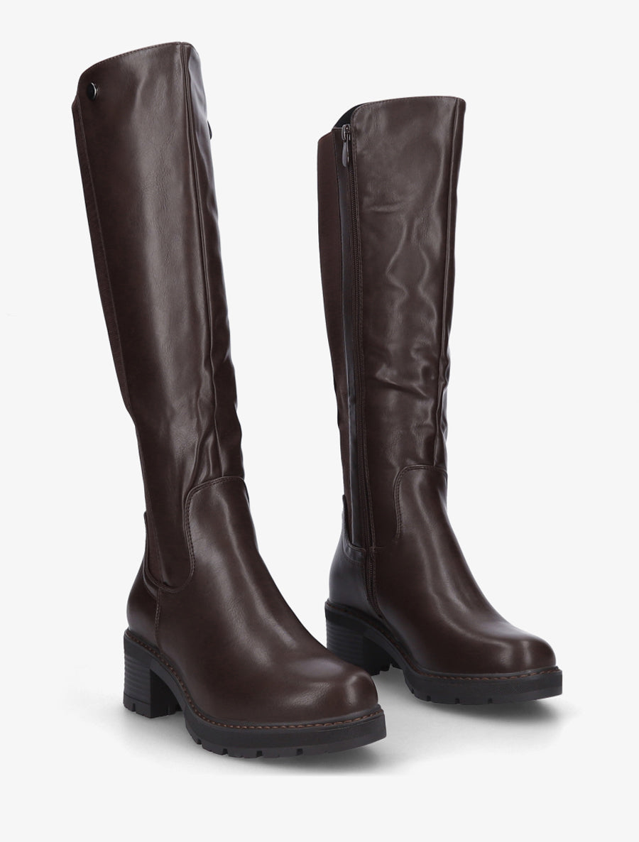 Bottes élastiquées à talon - Marron - 4