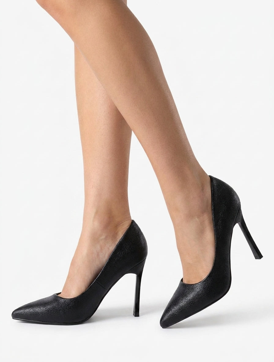 Zapatos de tacón con pedrería - Negro