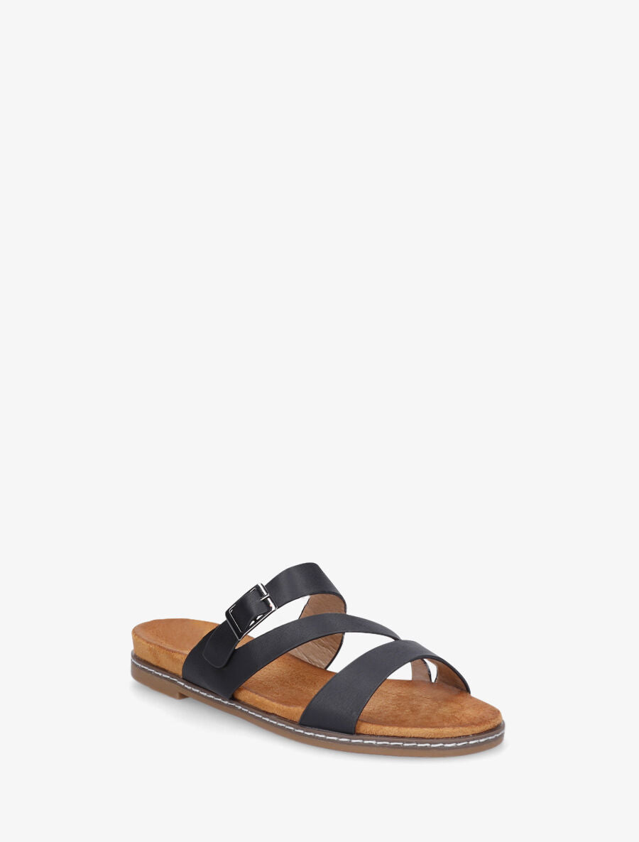 Nu-pieds en simili à boucle - Noir - 2