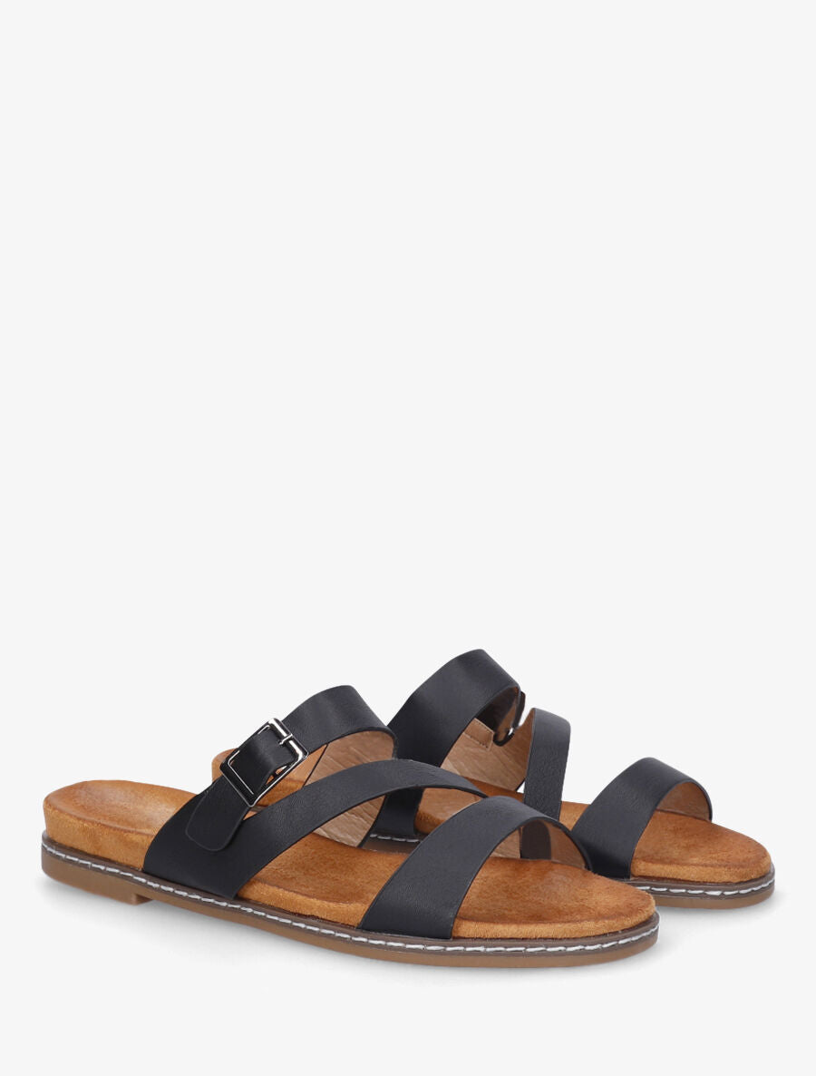 Nu-pieds en simili à boucle - Noir - 4
