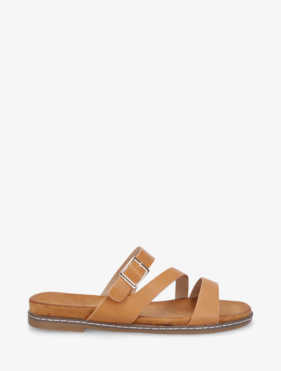 Nu-pieds en simili à boucle - Camel - 1