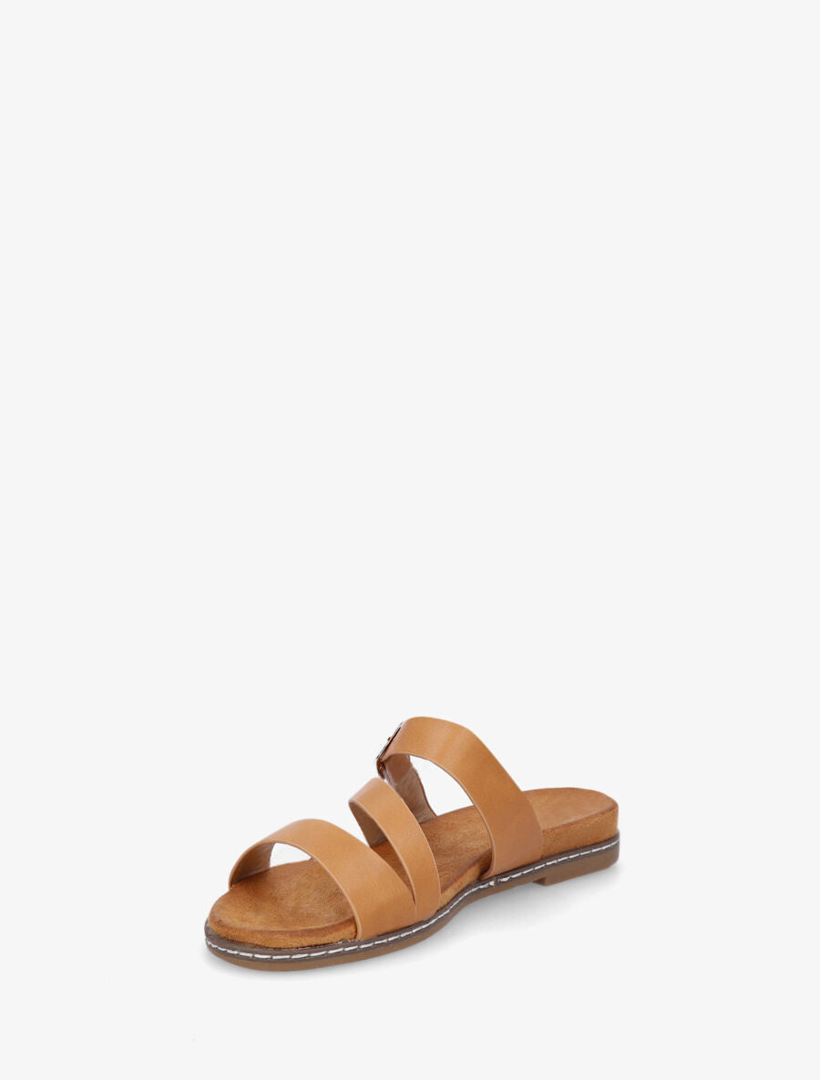 Nu-pieds en simili à boucle - Camel - 3