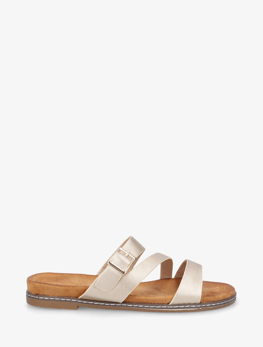Nu-pieds en simili à boucle - Or - 5