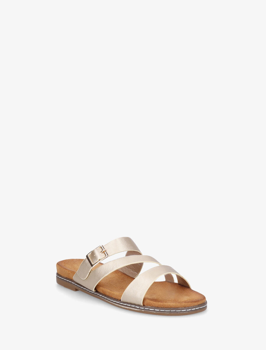 Nu-pieds en simili à boucle - Or - 2