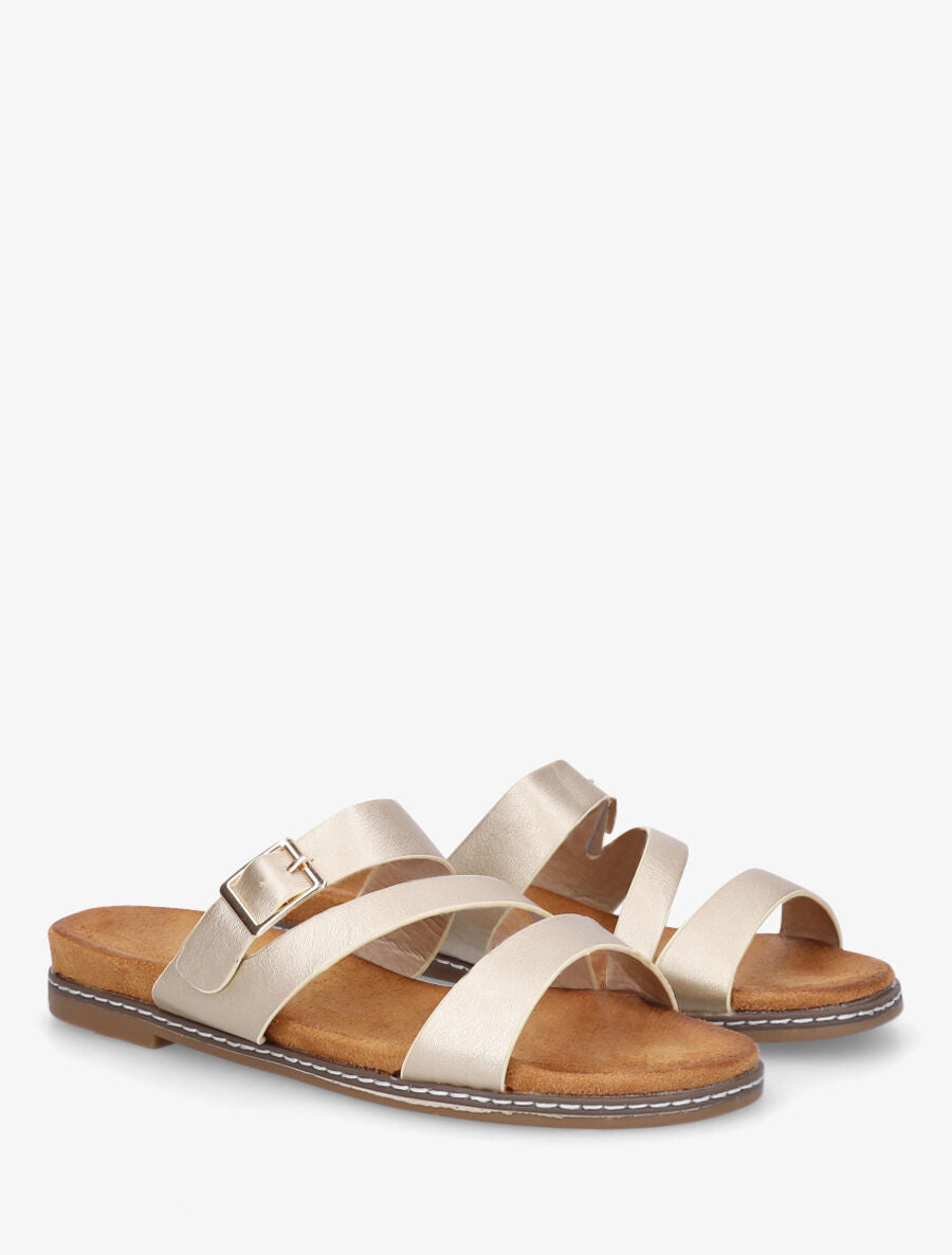 Nu-pieds en simili à boucle - Or - 4