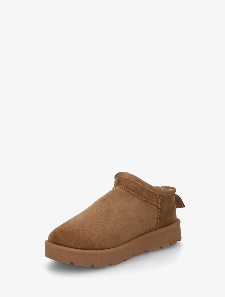 Bottines basses fourrées en suédine - Camel - 3