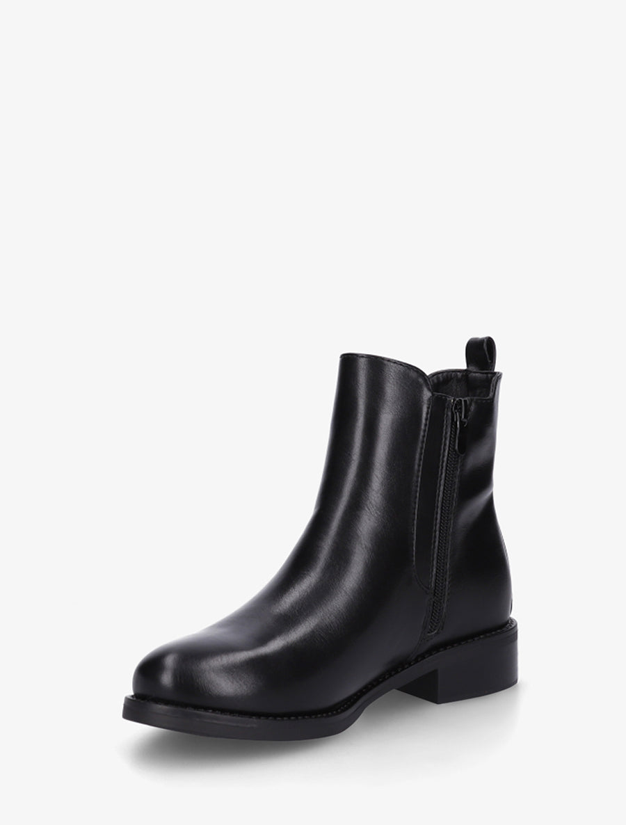 Bottines en simili à cheville élastiquée - Noir - 3