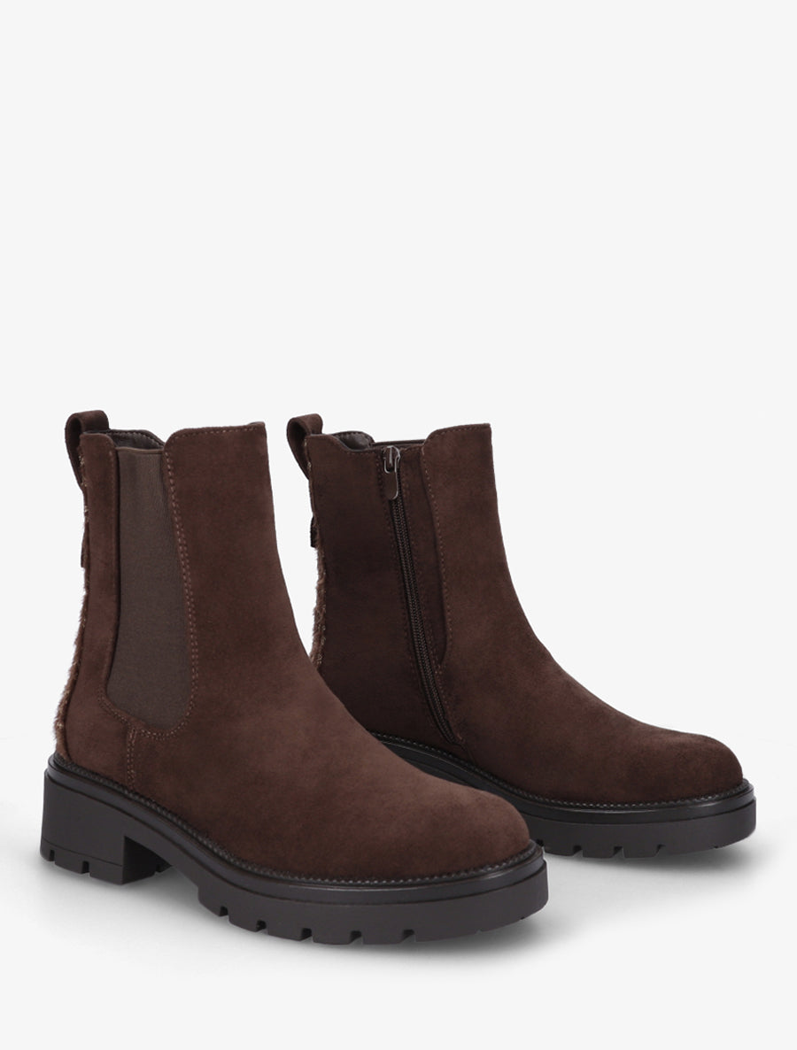 Bottines suédine contrefort tacheté - Chocolat - 4