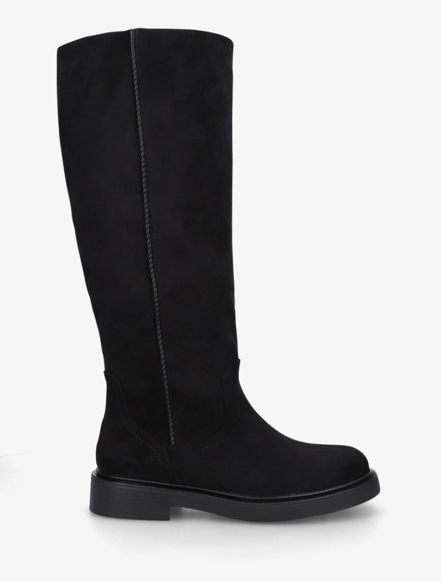 Bottes en suédine à surpiqûre ton sur ton - Noir - 1