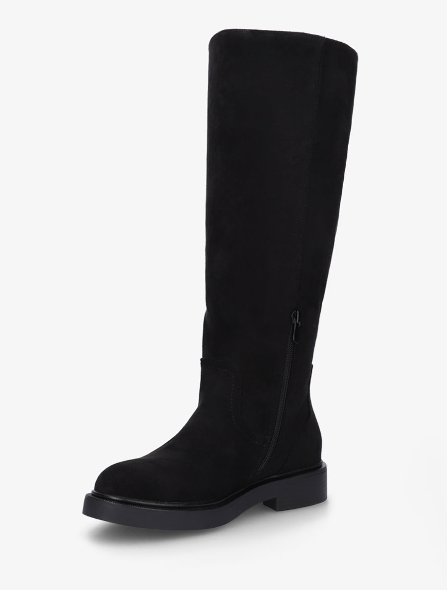 Bottes en suédine à surpiqûre ton sur ton - Noir - 3