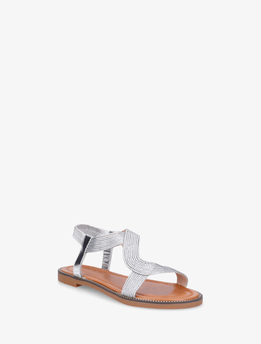 Nu-pieds unis à cheville élastiquée - Argent - 3