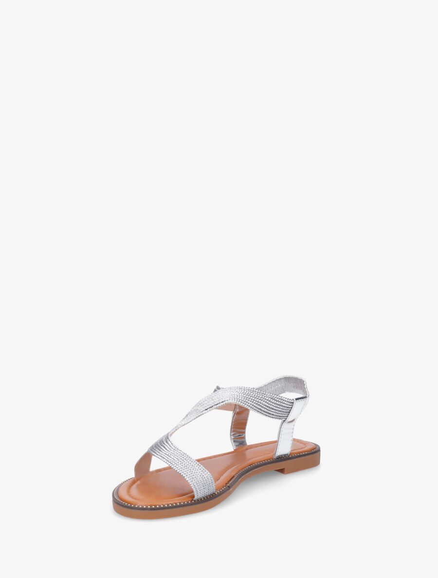 Nu-pieds unis à cheville élastiquée - Argent - 4