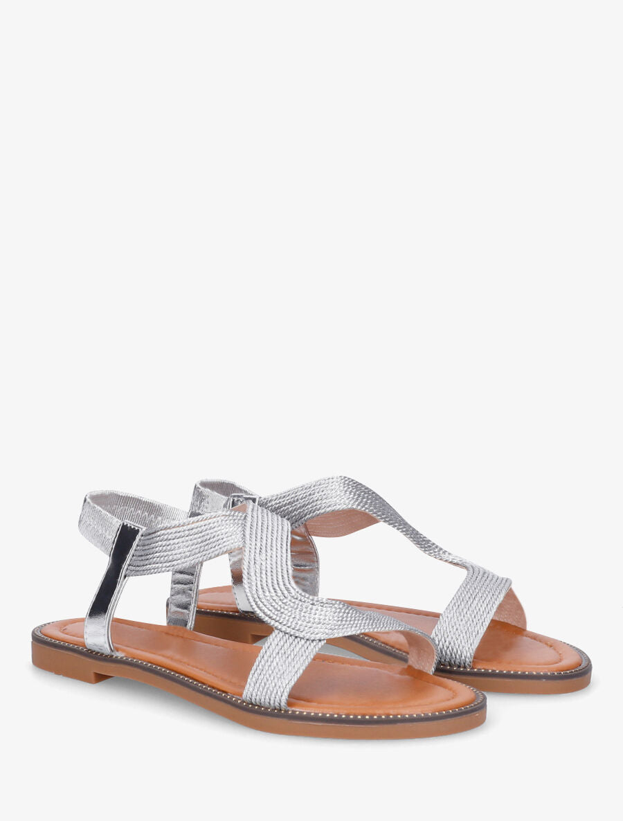 Nu-pieds unis à cheville élastiquée - Argent - 5