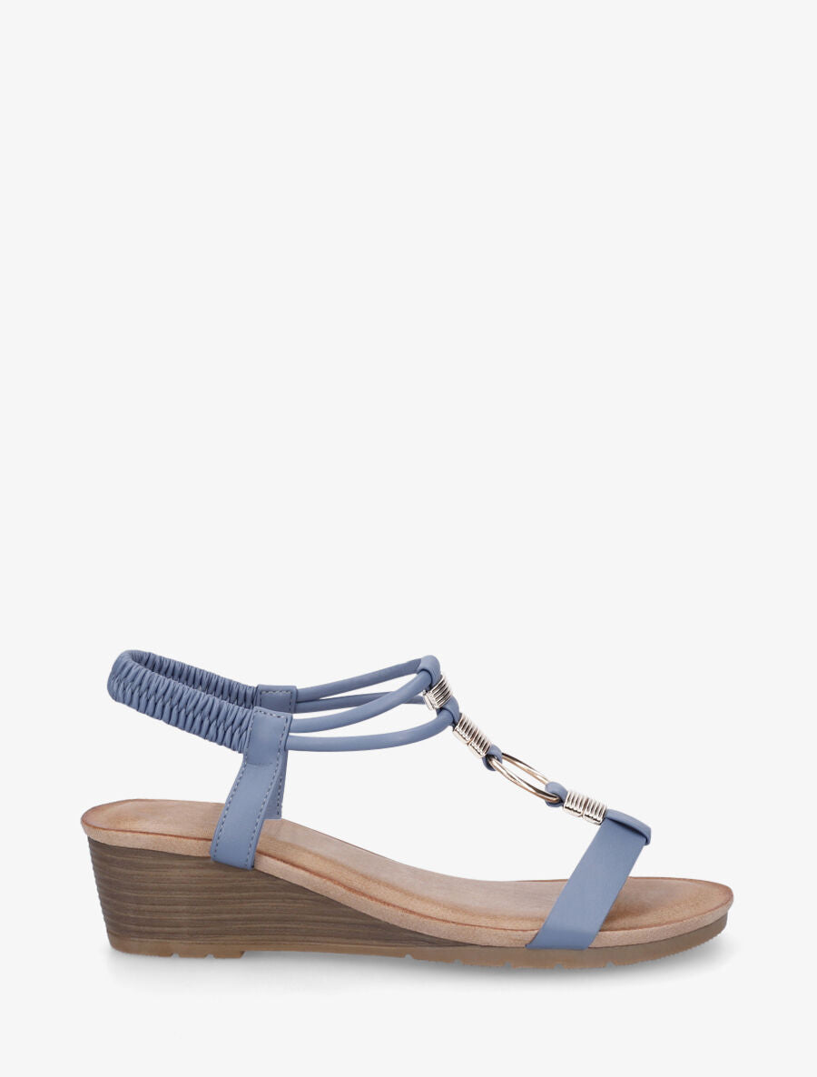 Sandales compensées à bijoux - Bleu - 2
