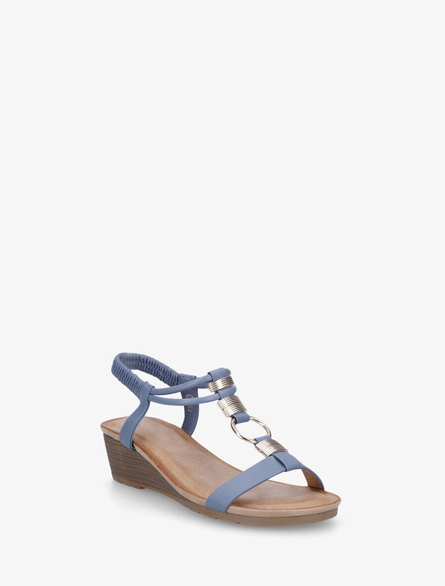 Sandales compensées à bijoux - Bleu - 3