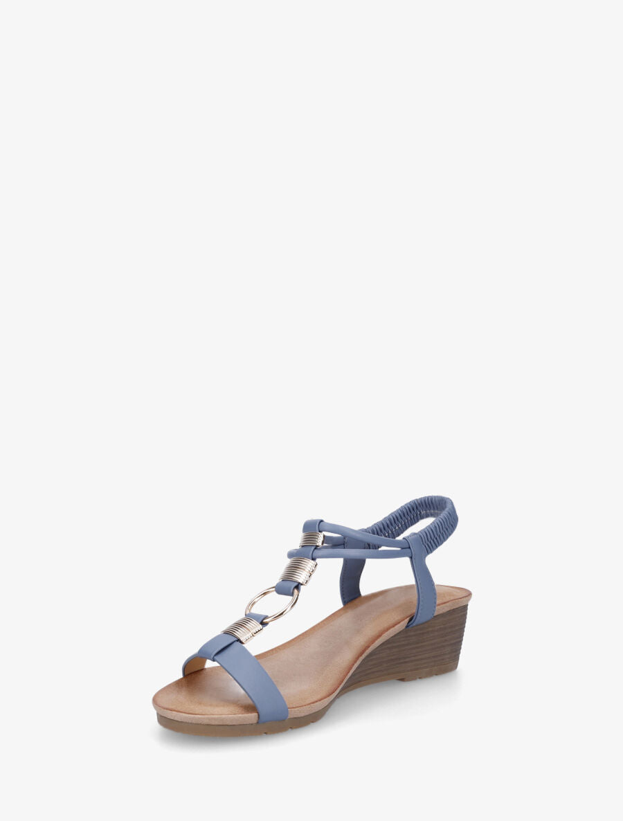 Sandales compensées à bijoux - Bleu - 4