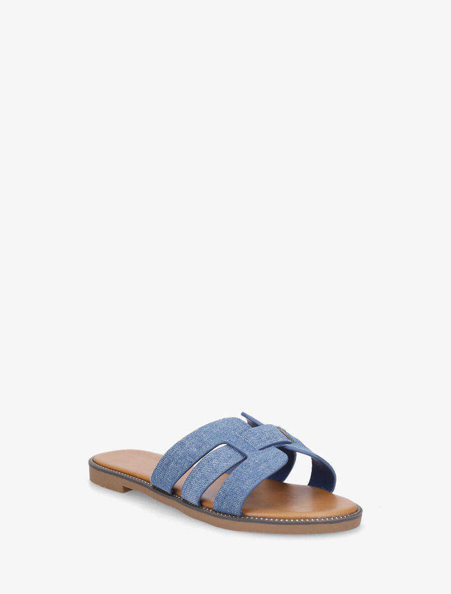 Mules croisées en tissu - Bleu denim - 2