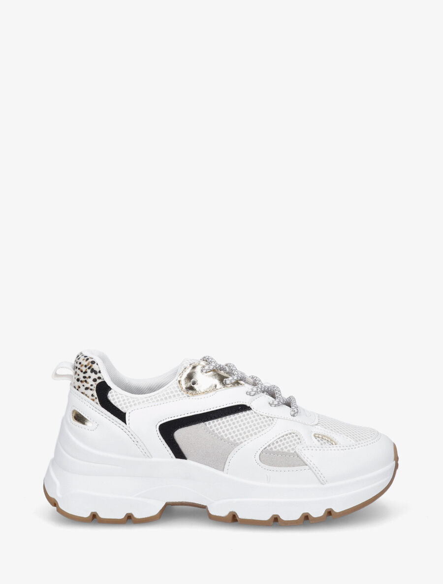 Sneakers à bandes irisées et pailletées - Blanc - 1