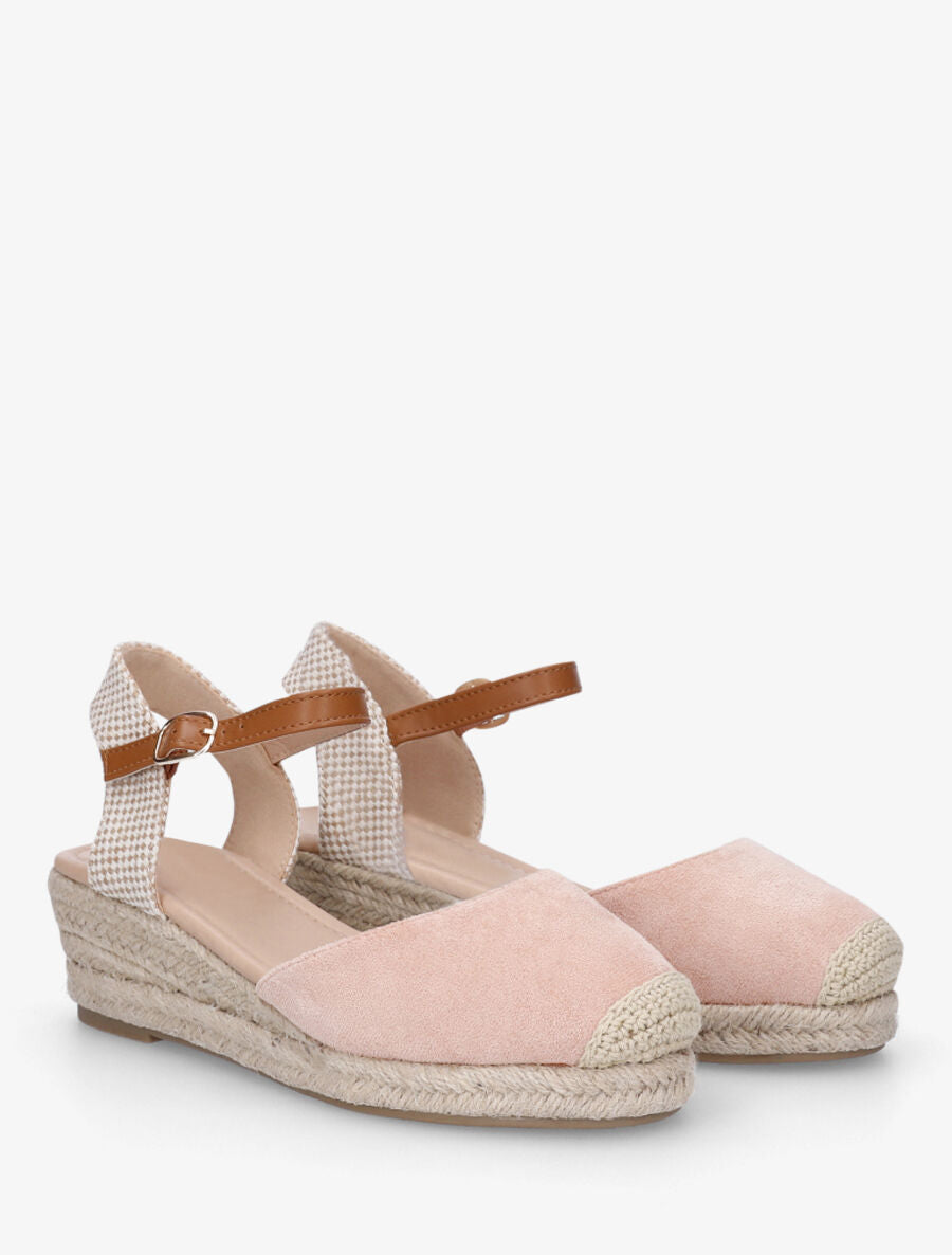 Sandales unies à contrefort à motif damier - Rose - 4