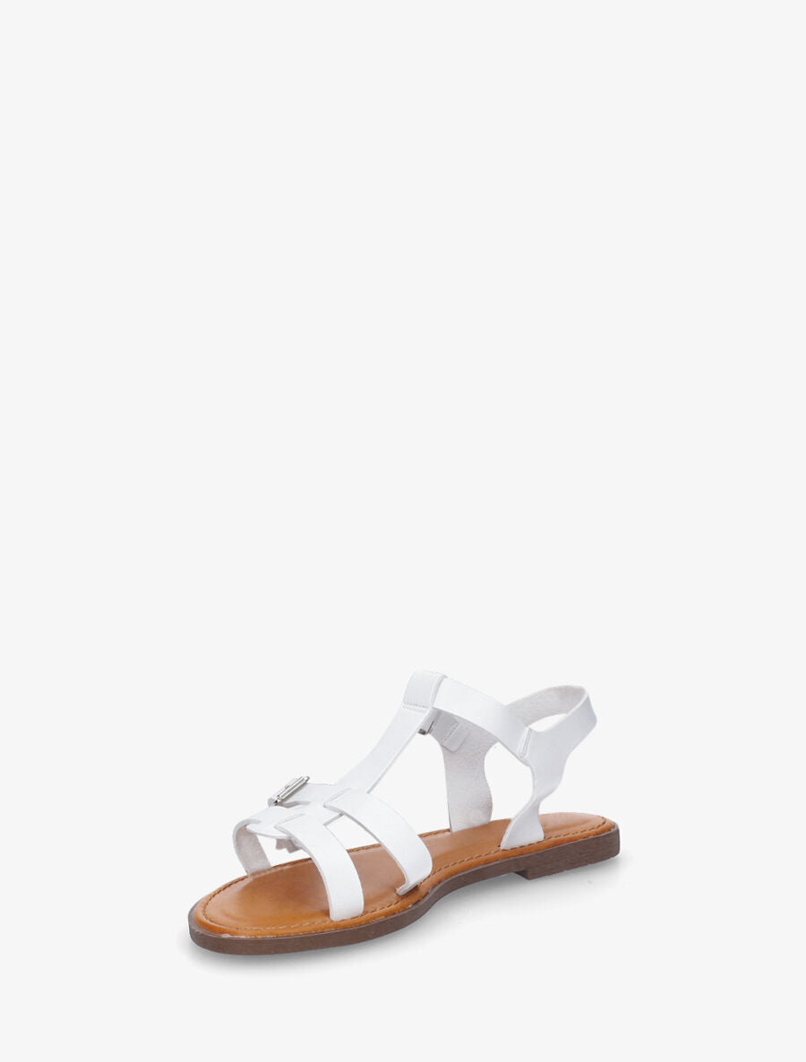 Nu-pieds en simili à double boucles - Blanc - 3