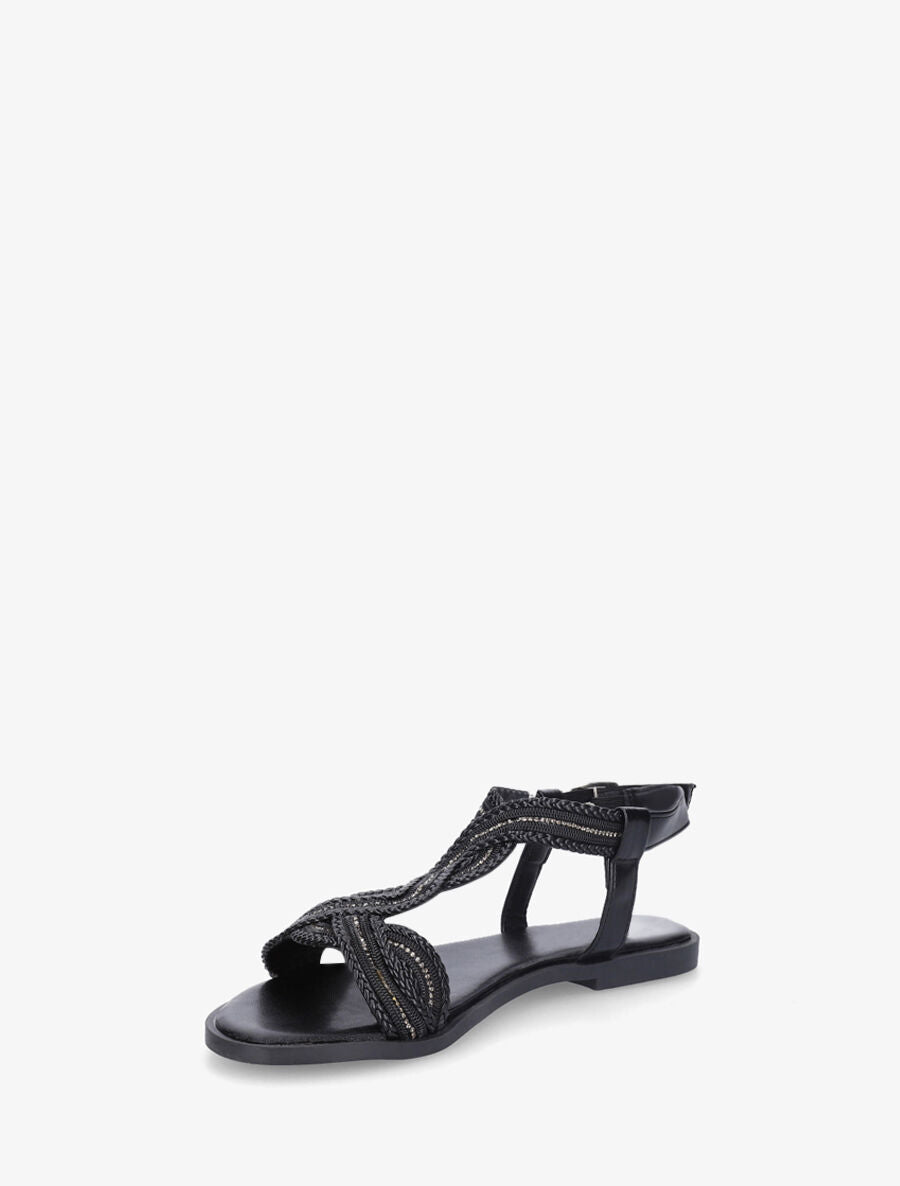 Nu-pieds torsadés à strass - Noir - 3
