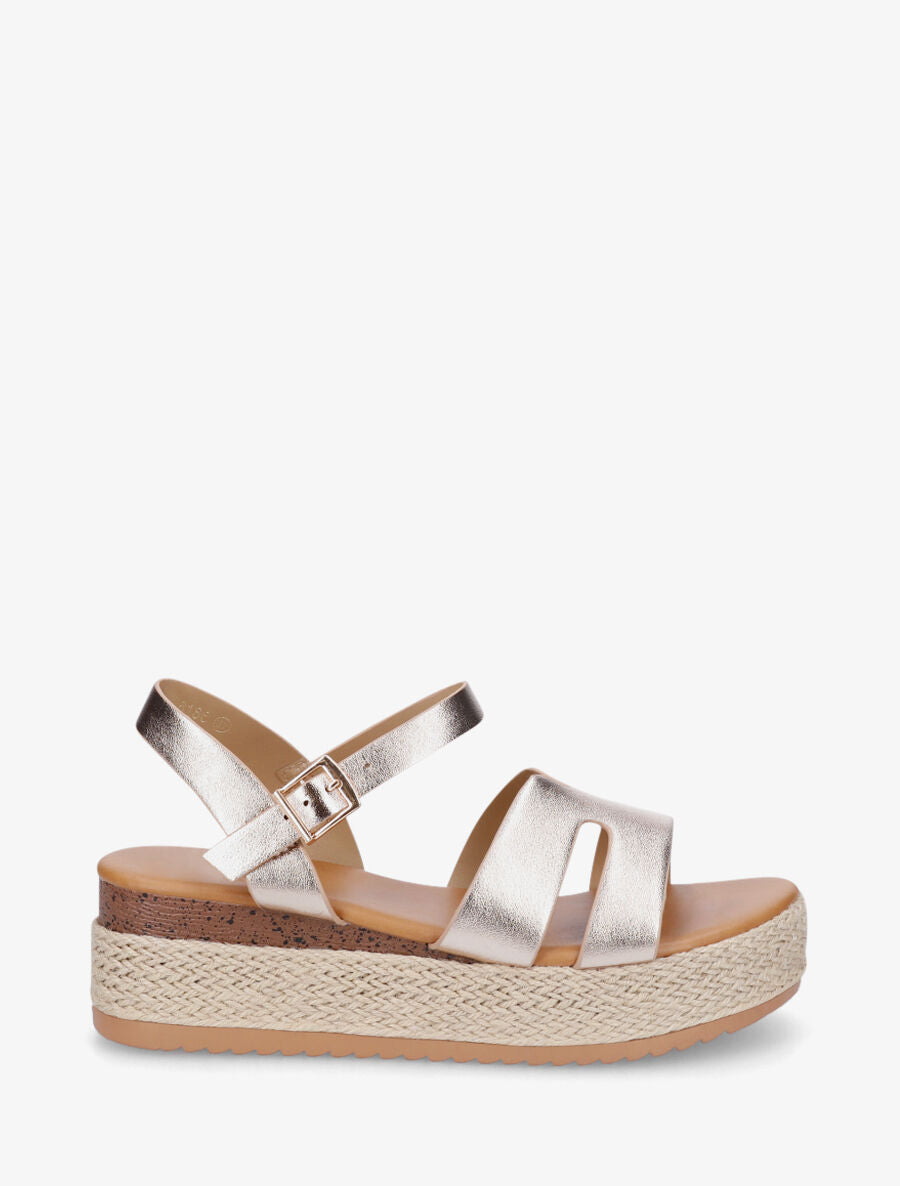 Sandales compensées à bride ajourée - Rose gold - 5