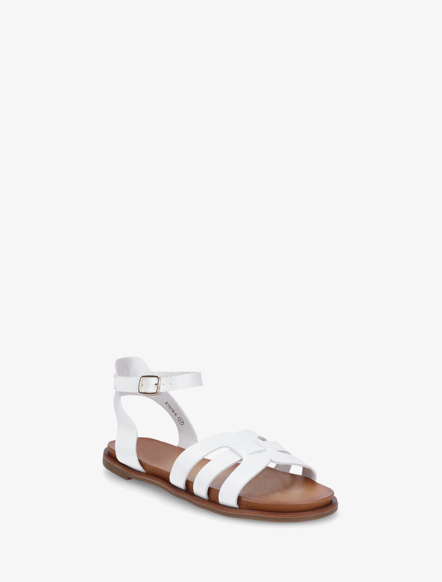 Nu-pieds en simili à triple brides - Blanc - 2