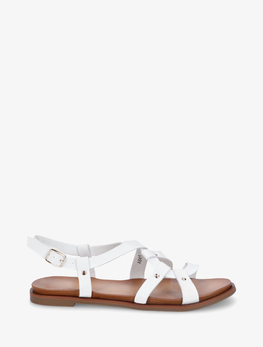 Nu-pieds en simili à bride courbée - Blanc - 5