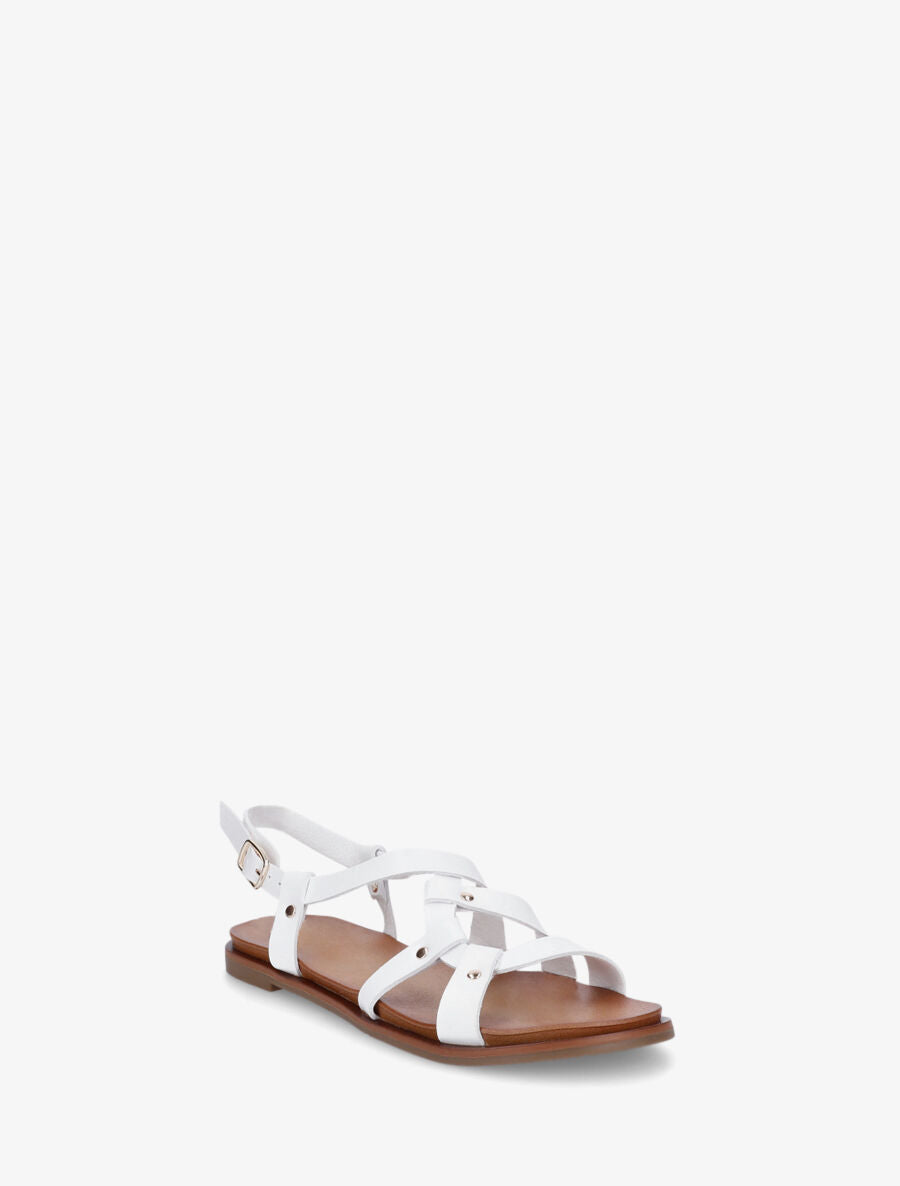 Nu-pieds en simili à bride courbée - Blanc - 2