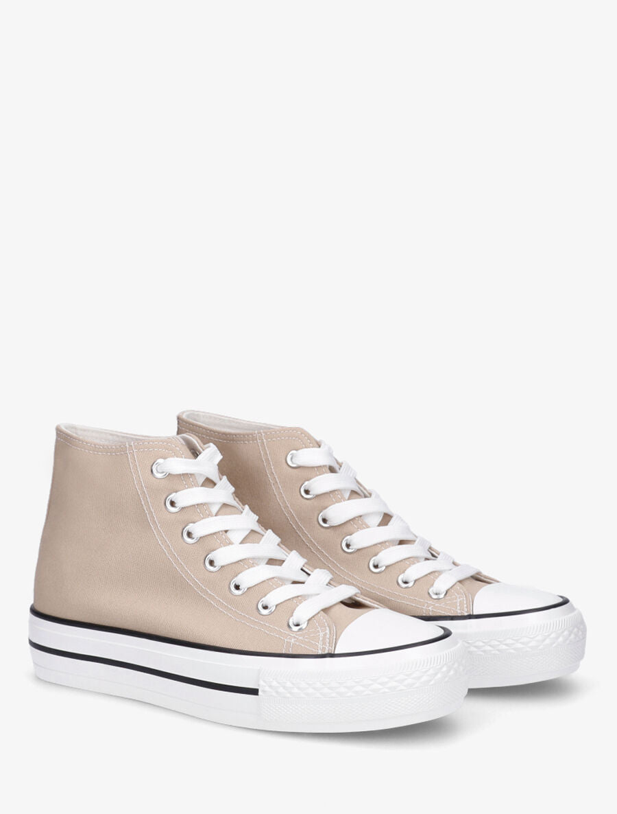 Tennis montantes en toile - Beige - 4