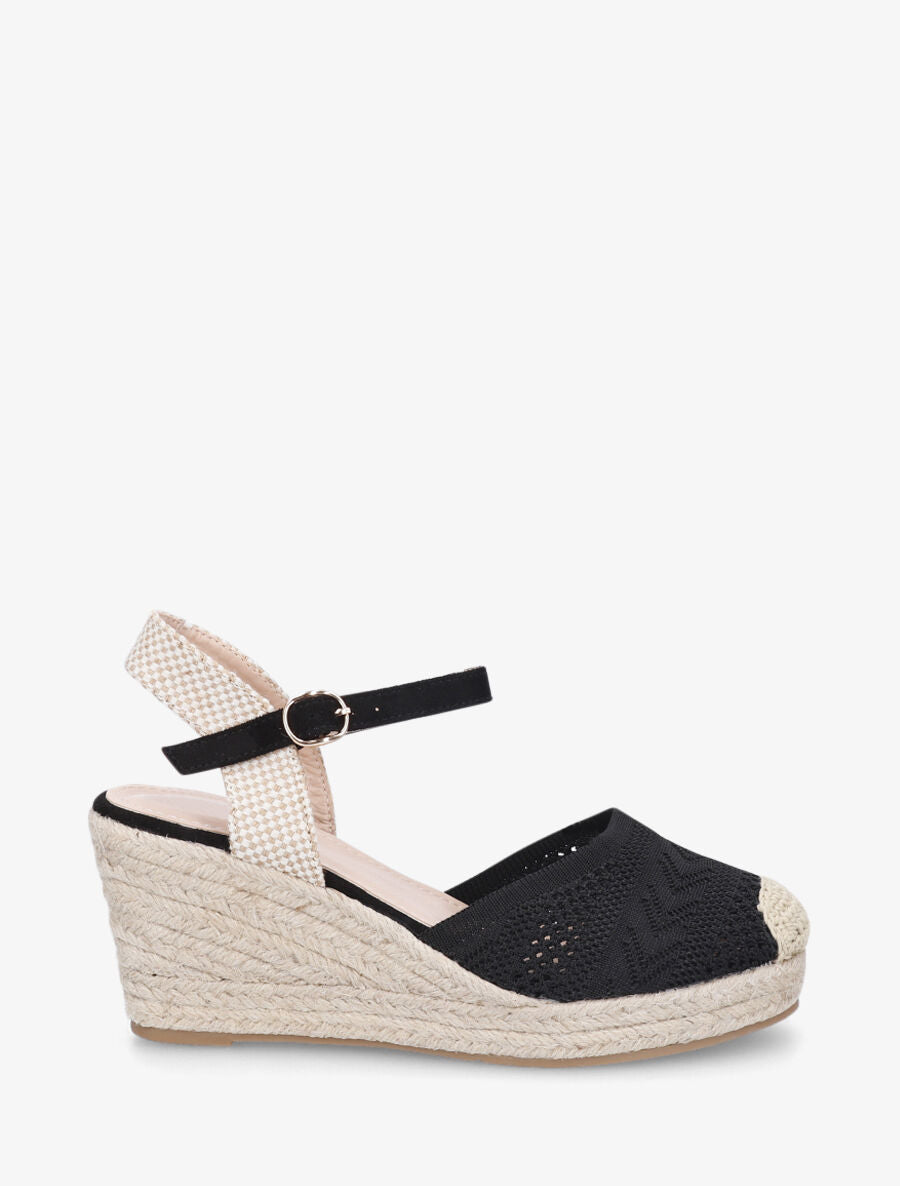 Espadrilles hautes en maille - Noir - 1