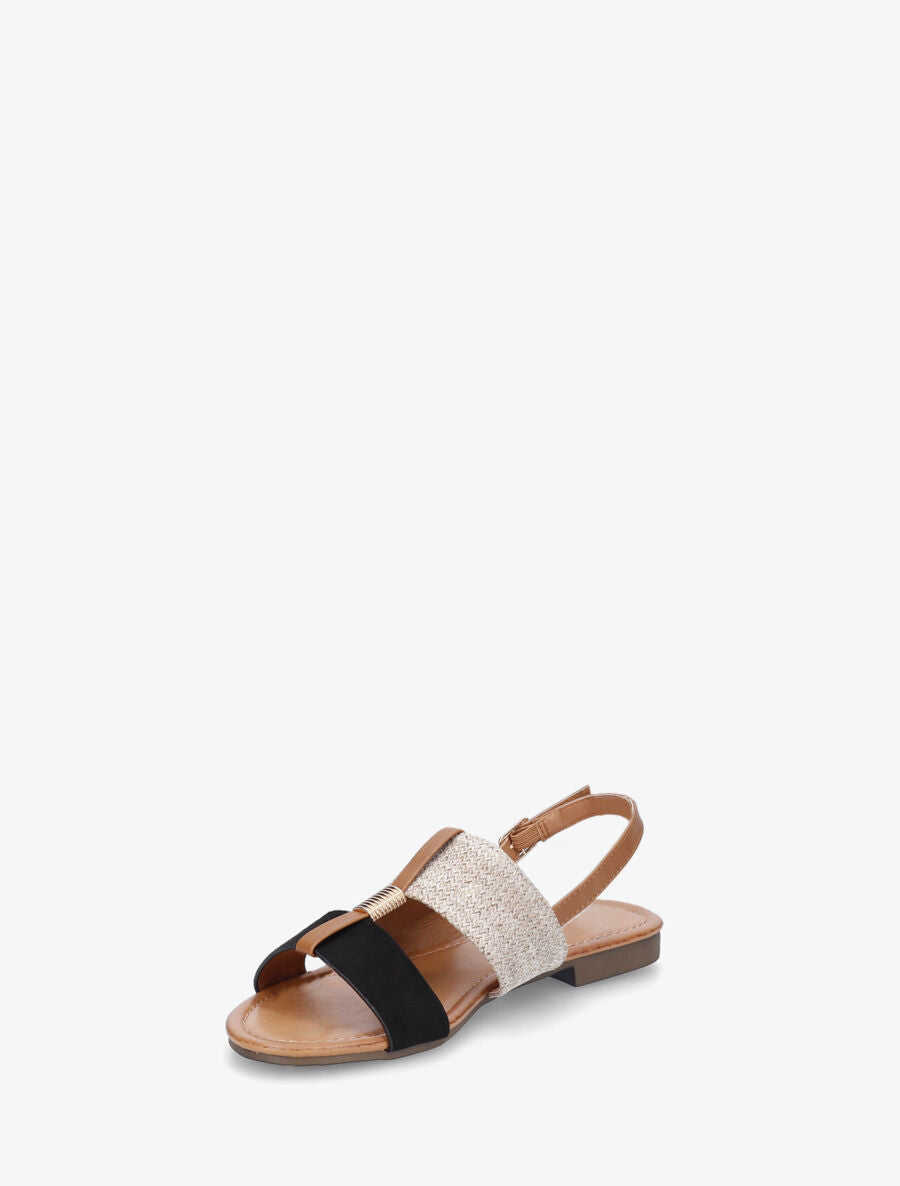 Nu-pieds bi-matière à bijou strié - Noir - 3