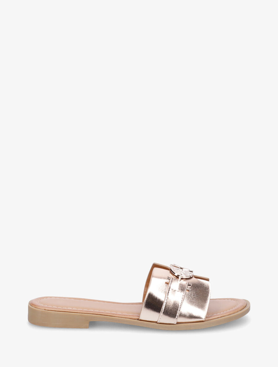 Claquettes en simili nacré à bijou style pièce - Rose gold - 5