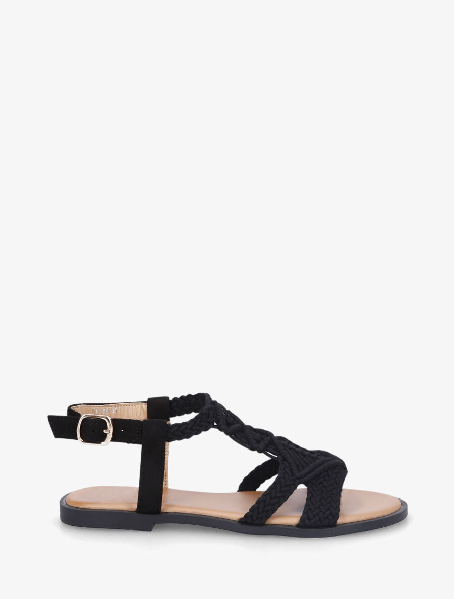 Nu-pieds effet macramé - Noir - 1