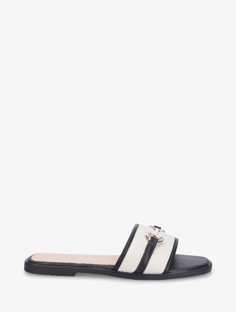 Mules plates bi-matière à boucle - Noir - 1