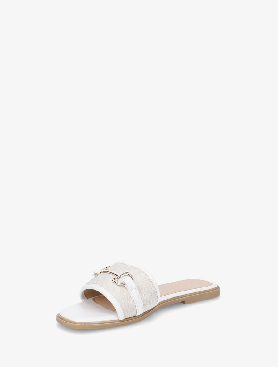 Mules plates bi-matière à boucle - Blanc - 3