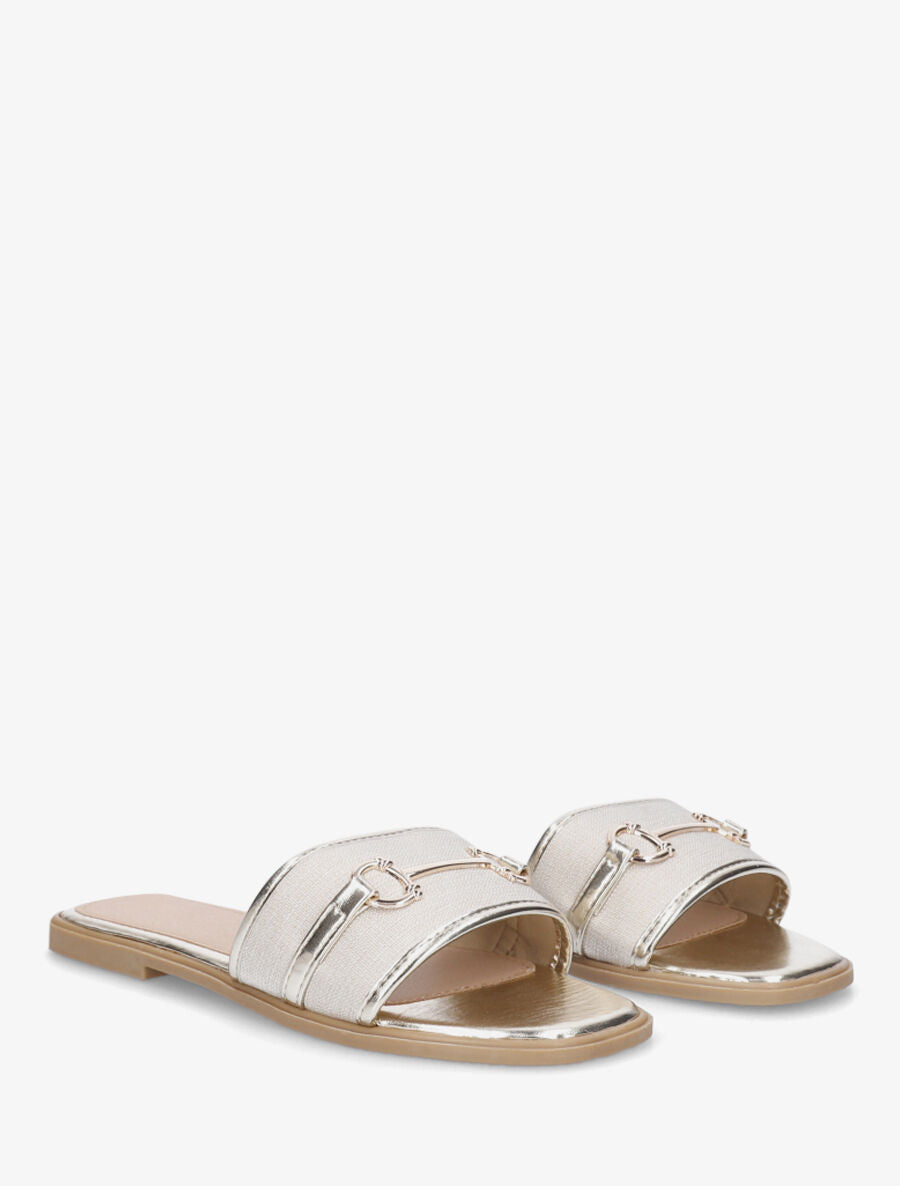 Mules plates bi-matière à boucle - Or - 4