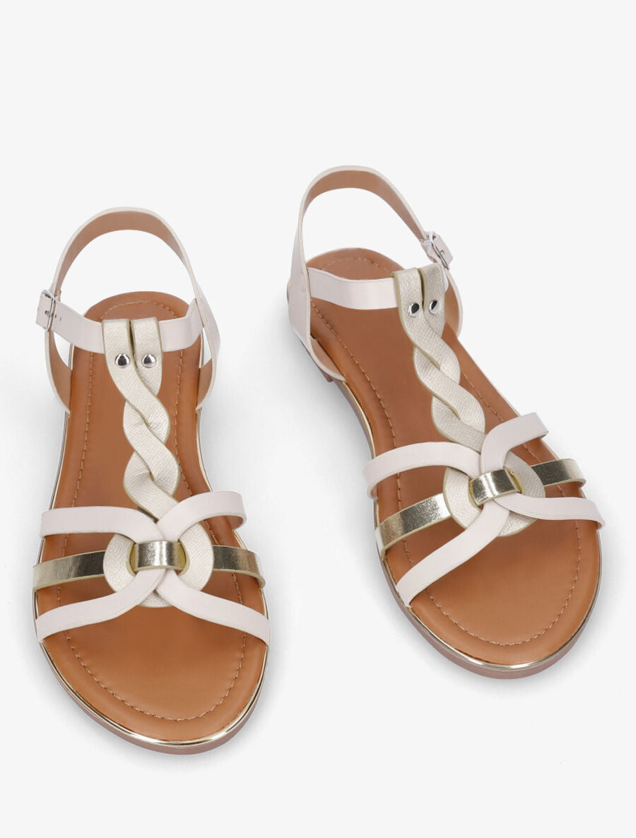 Nu-pieds irisés bride en T torsadée - Beige - 4