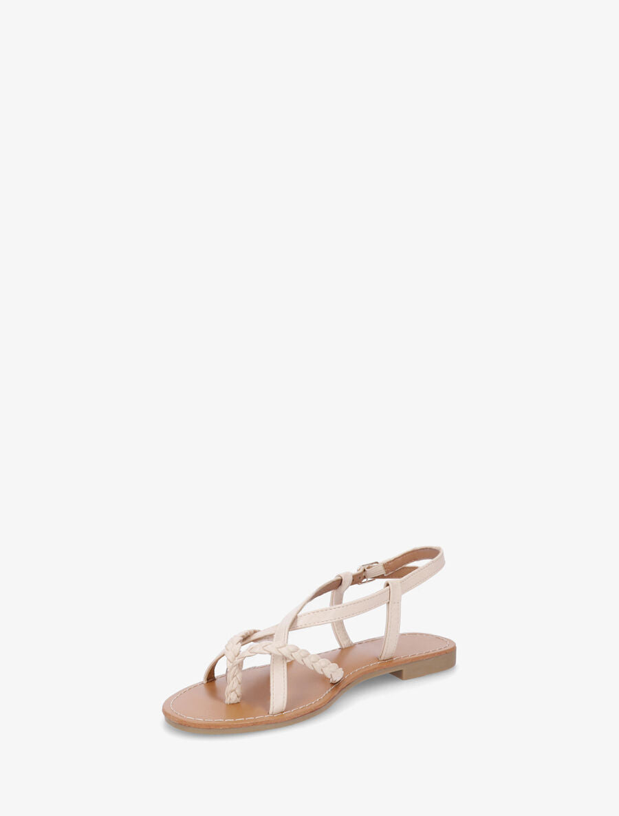 Nu-pieds croisés à tresses - Beige - 3