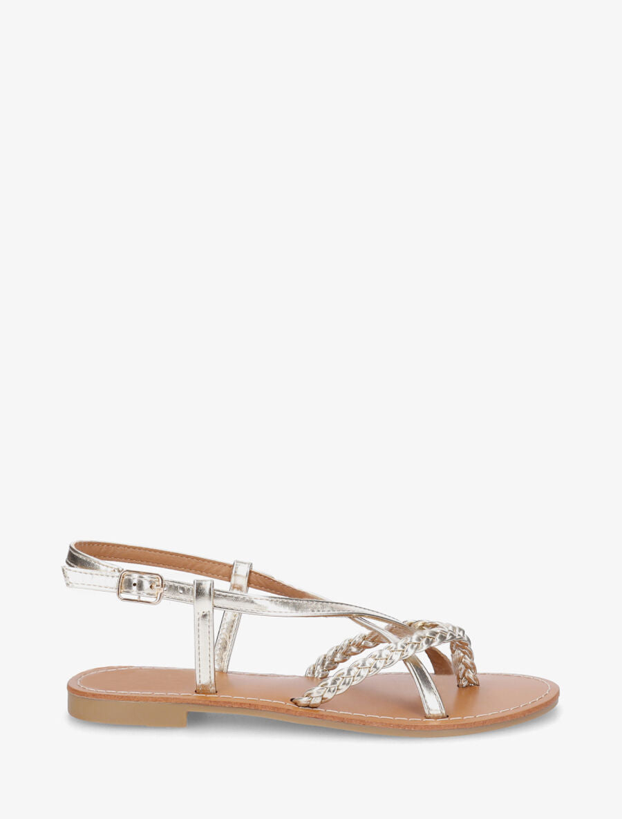 Nu-pieds croisés à tresses - Or - 5