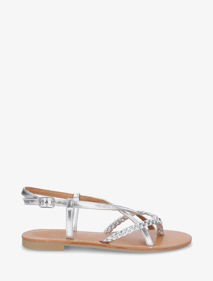 Nu-pieds croisés à tresses - Argent - 5