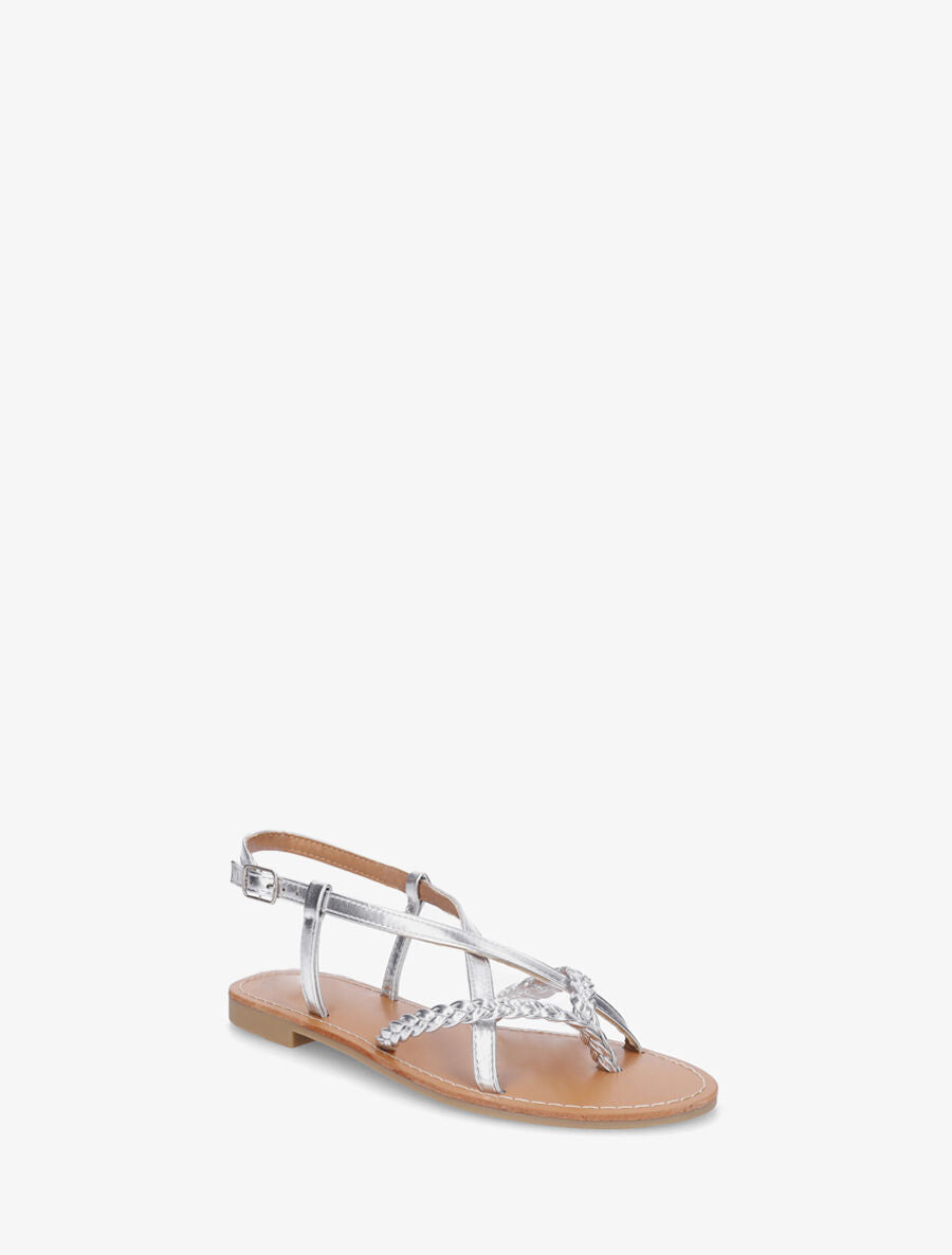 Nu-pieds croisés à tresses - Argent - 2