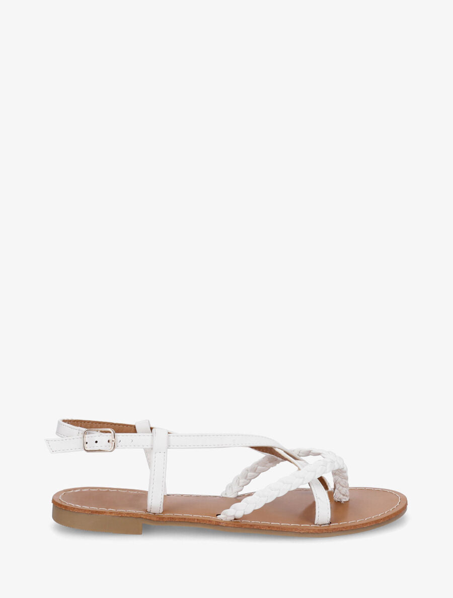 Nu-pieds croisés à tresses - Blanc - 5