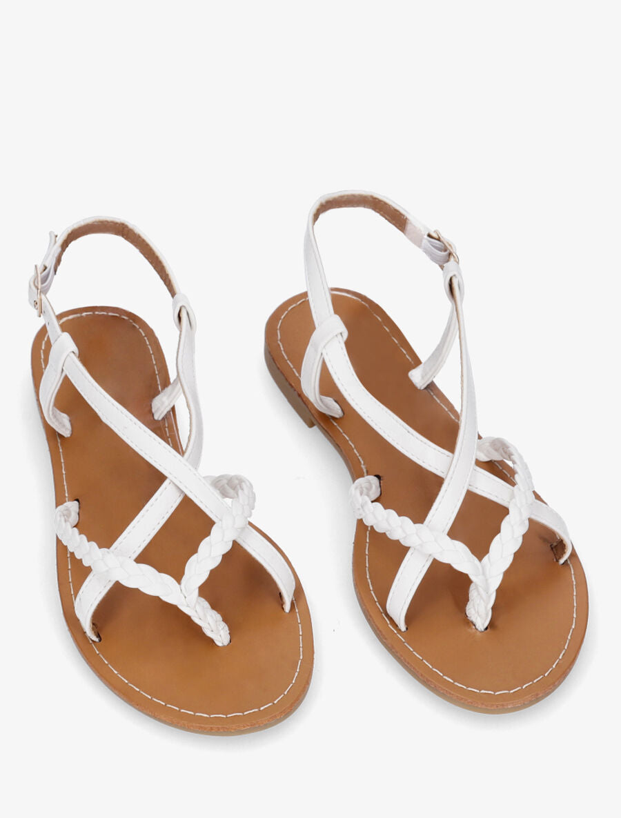 Nu-pieds croisés à tresses - Blanc - 4
