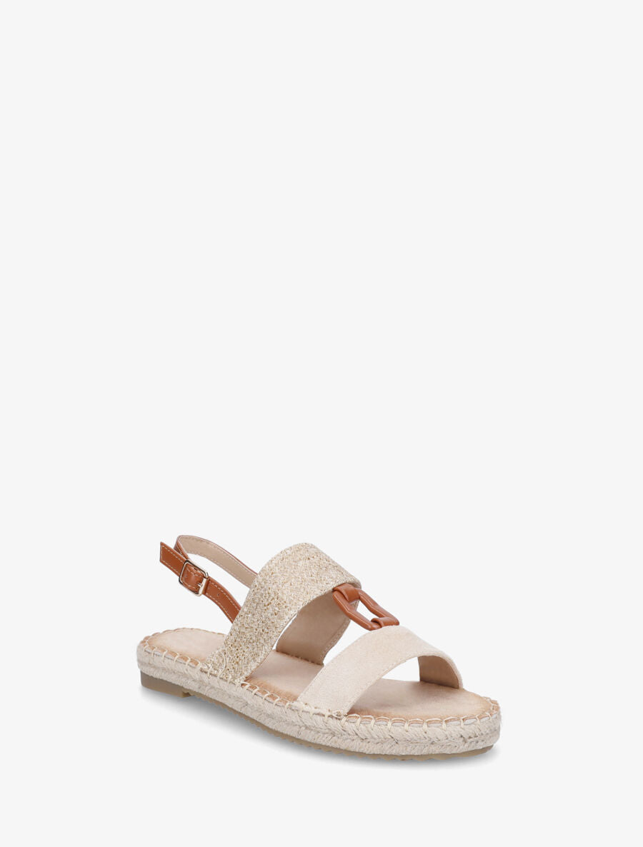 Nu-pieds bi-matière à boucle en simili - Beige - 2