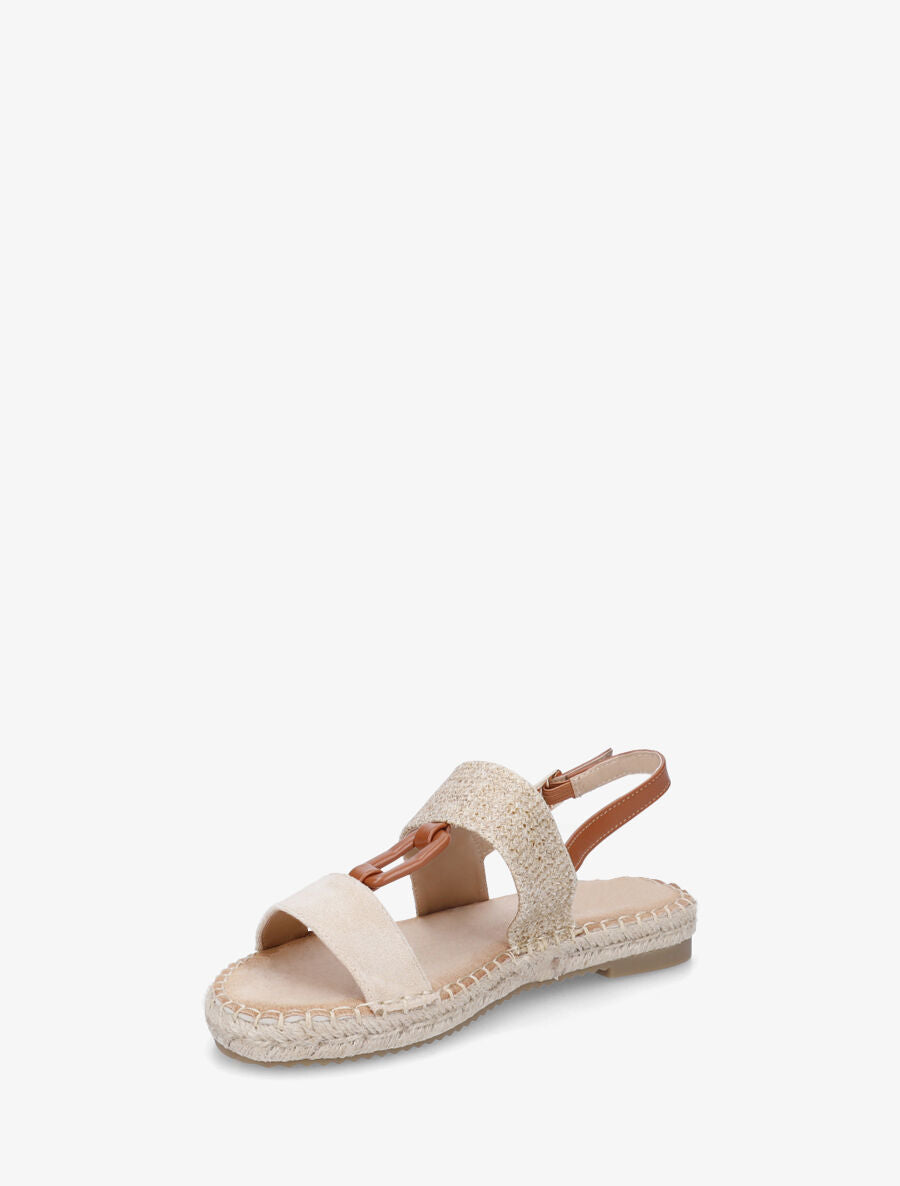 Nu-pieds bi-matière à boucle en simili - Beige - 3