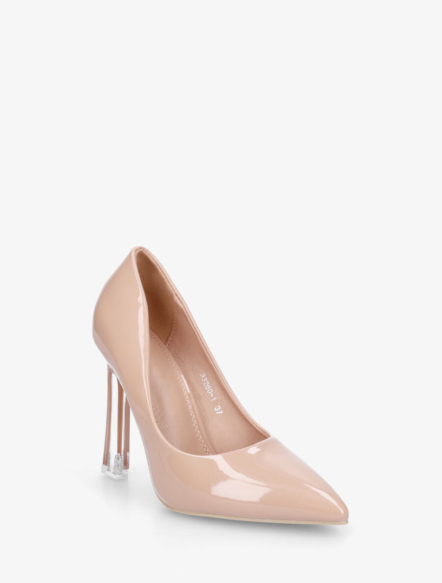 Escarpins pointus à talon aiguille en plexiglass - Nude - 2