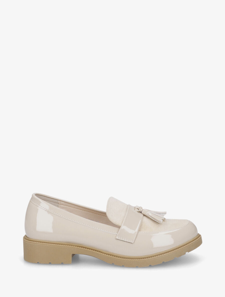 Mocassins bi-matière à pompon - Beige - 5