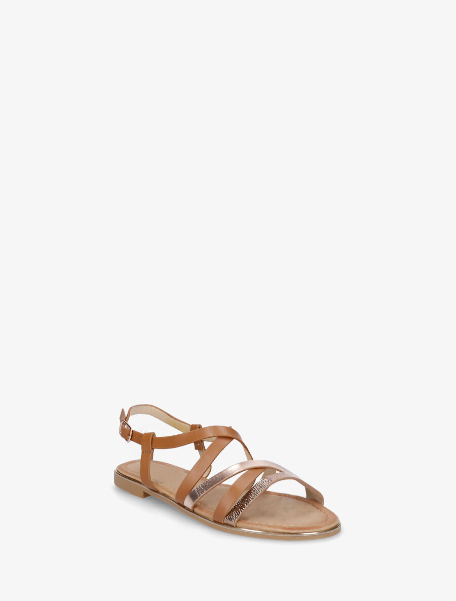 Nu-pieds à brides fantaisies croisées - Camel - 2